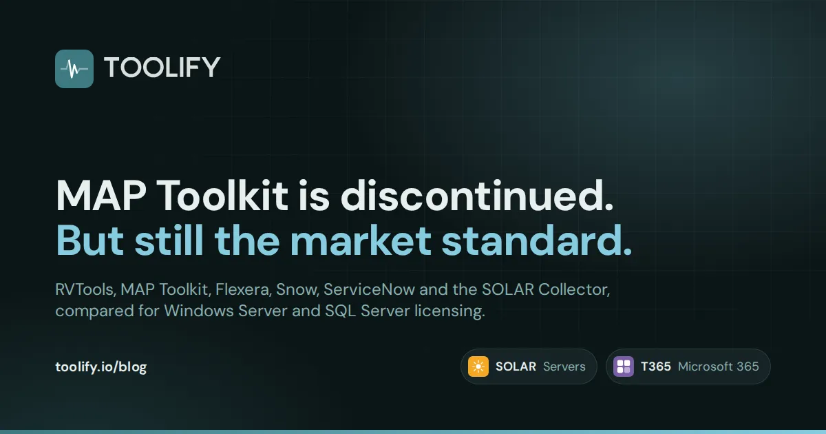 MAP Toolkit is discontinued but still the market standard: six inventory sources compared for licensing