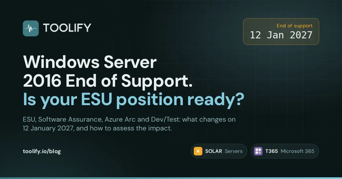 Windows Server 2016 End of Support on 12 January 2027: is your ESU position ready?